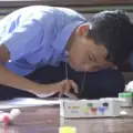 Lulu, het aapje geeft aan Kennedyschool
